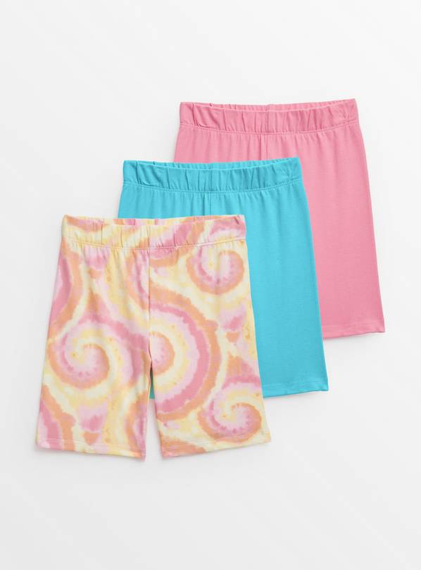 Tie Dye & Plain Cycling Shorts 3 Pack 6 years